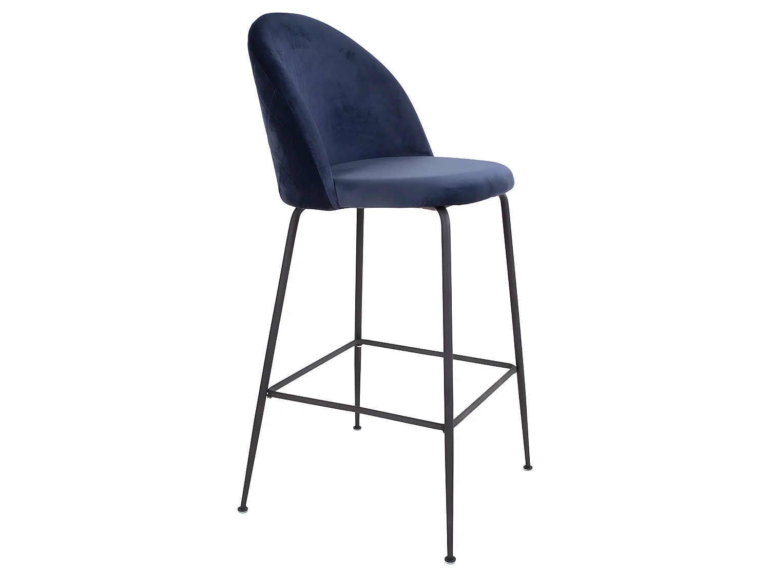 Laust Tabouret de bar bleu velours, pieds noirs.