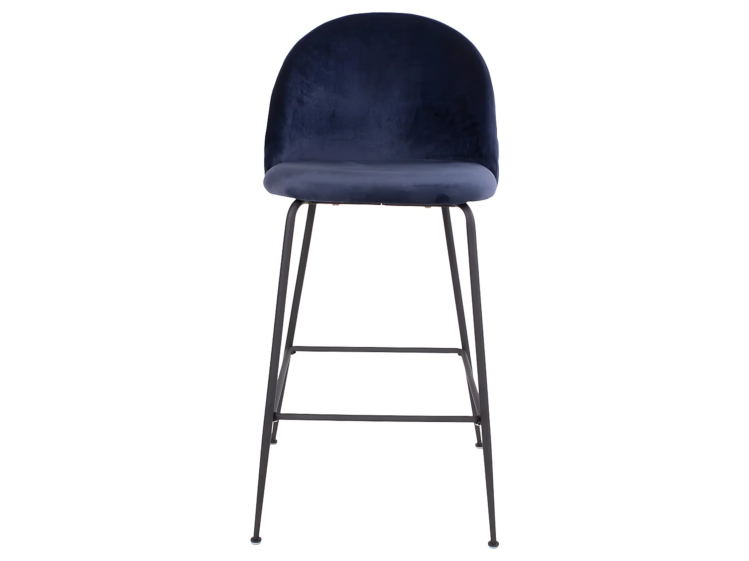 Laust Tabouret de bar bleu velours, pieds noirs.