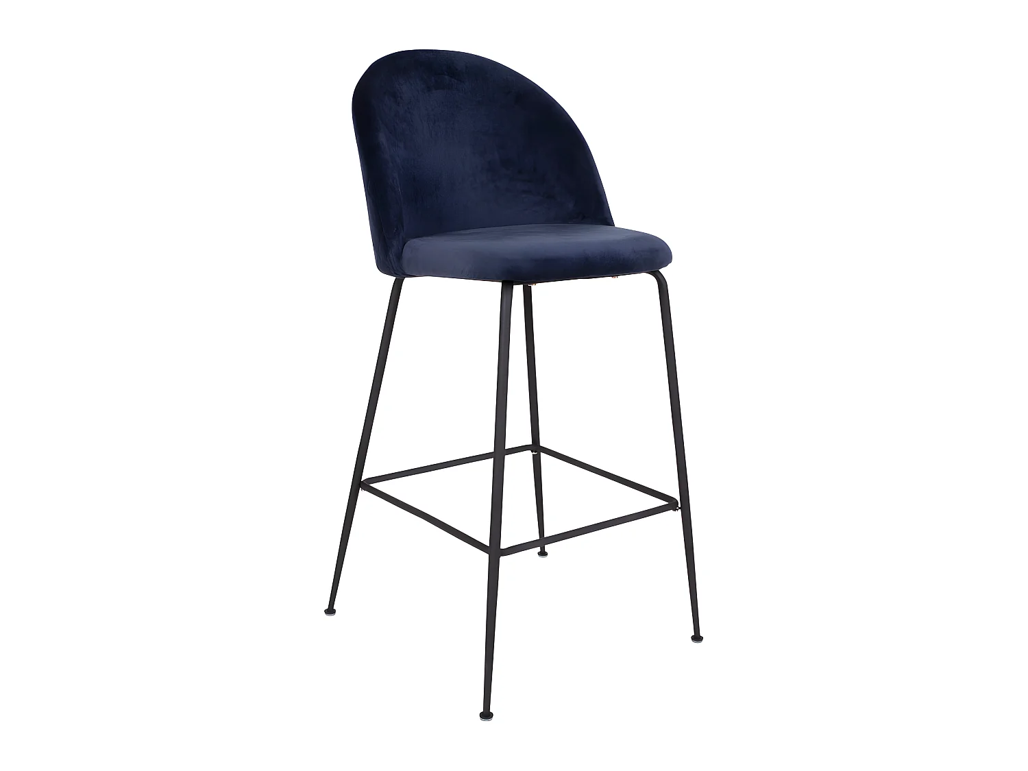 Laust Tabouret de bar bleu velours, pieds noirs.