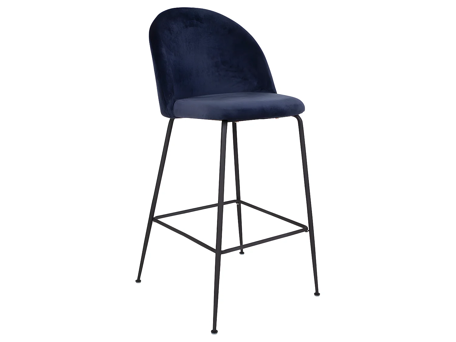 Laust Tabouret de bar bleu velours, pieds noirs.