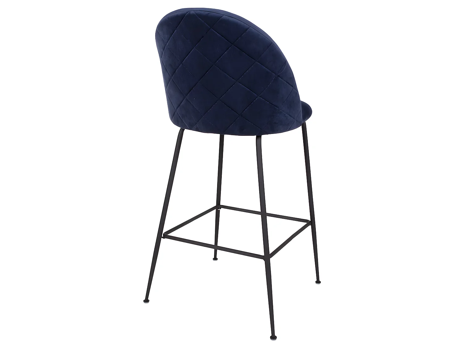Laust Tabouret de bar bleu velours, pieds noirs.