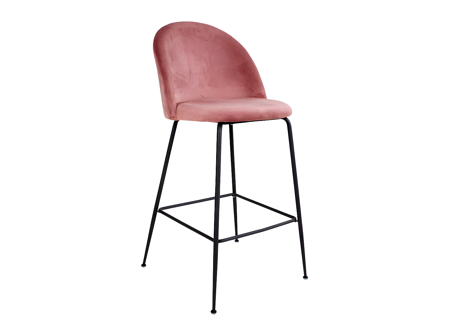 Laust barstoel rosa velours, zwarte poten.