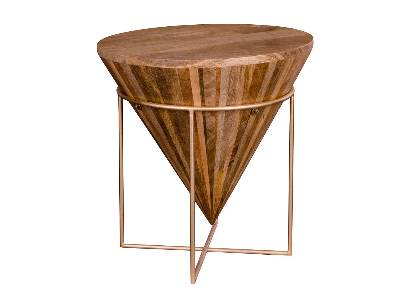 Harm Table basse en teinte naturelle avec pieds en acier doré.