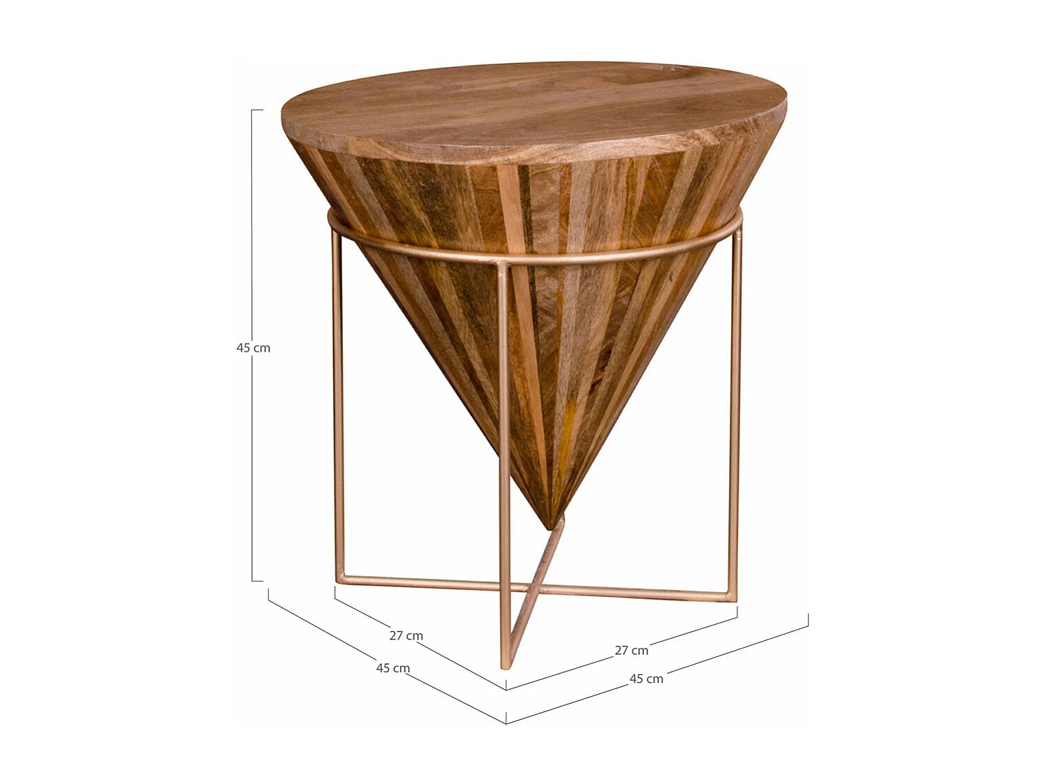 Harm Table basse en teinte naturelle avec pieds en acier doré.