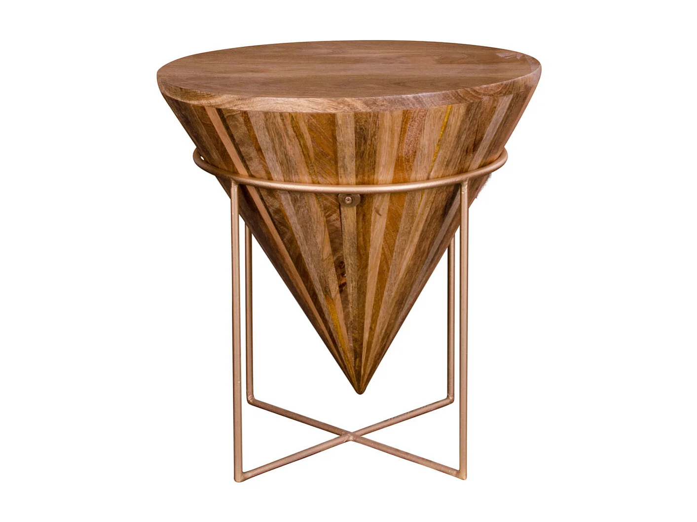 Harm Table basse en teinte naturelle avec pieds en acier doré.