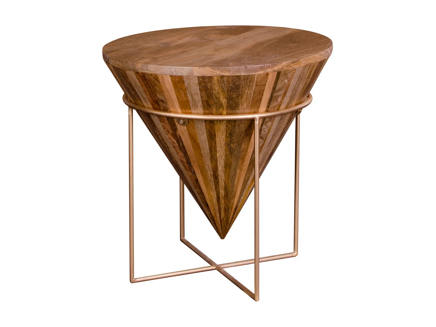 Harm Table basse en teinte naturelle avec pieds en acier doré.