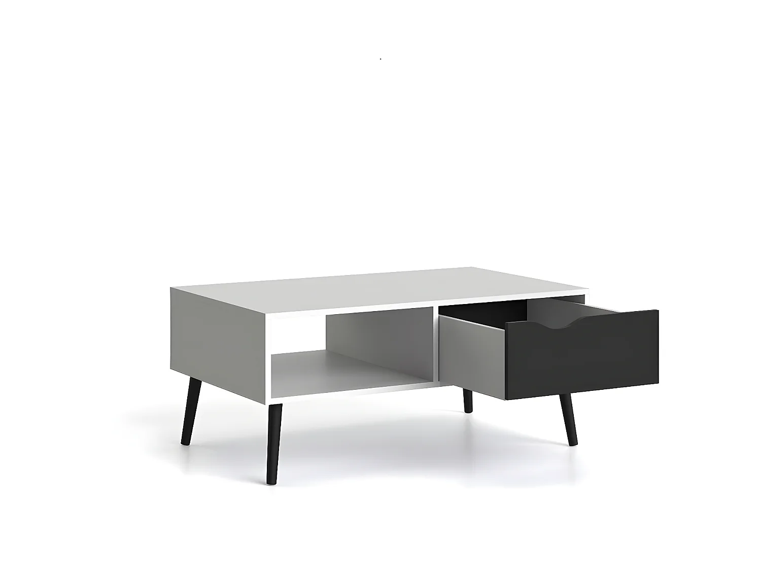 Napoli salontafel met lade en plank zwart/wit.