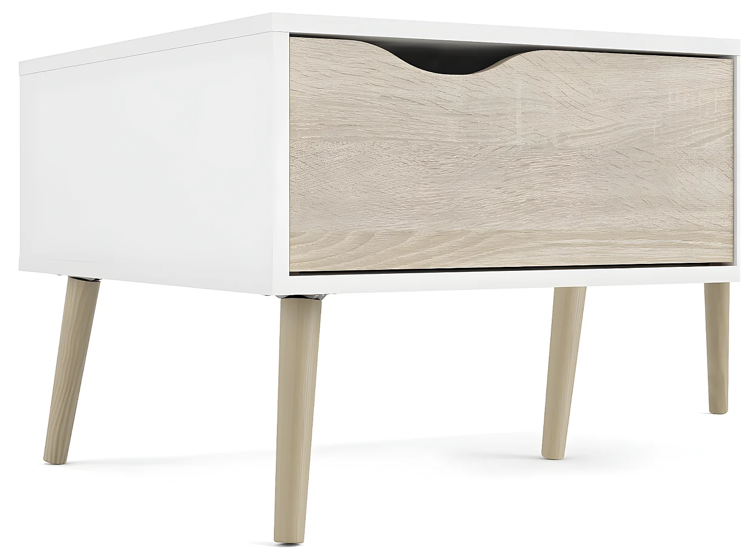 Napoli Table basse avec 1 tiroir et 1 tablette, blanc/chêne.