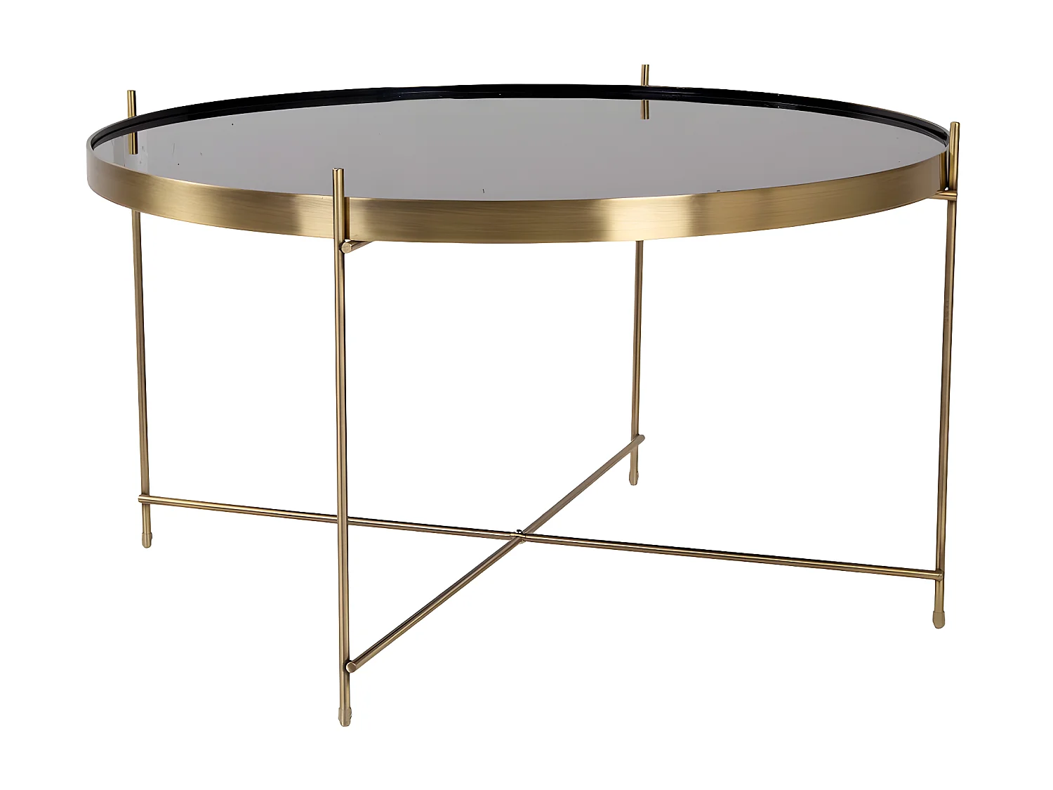 Veo Table basse 70x40 cm, acier couleur laiton, verre.