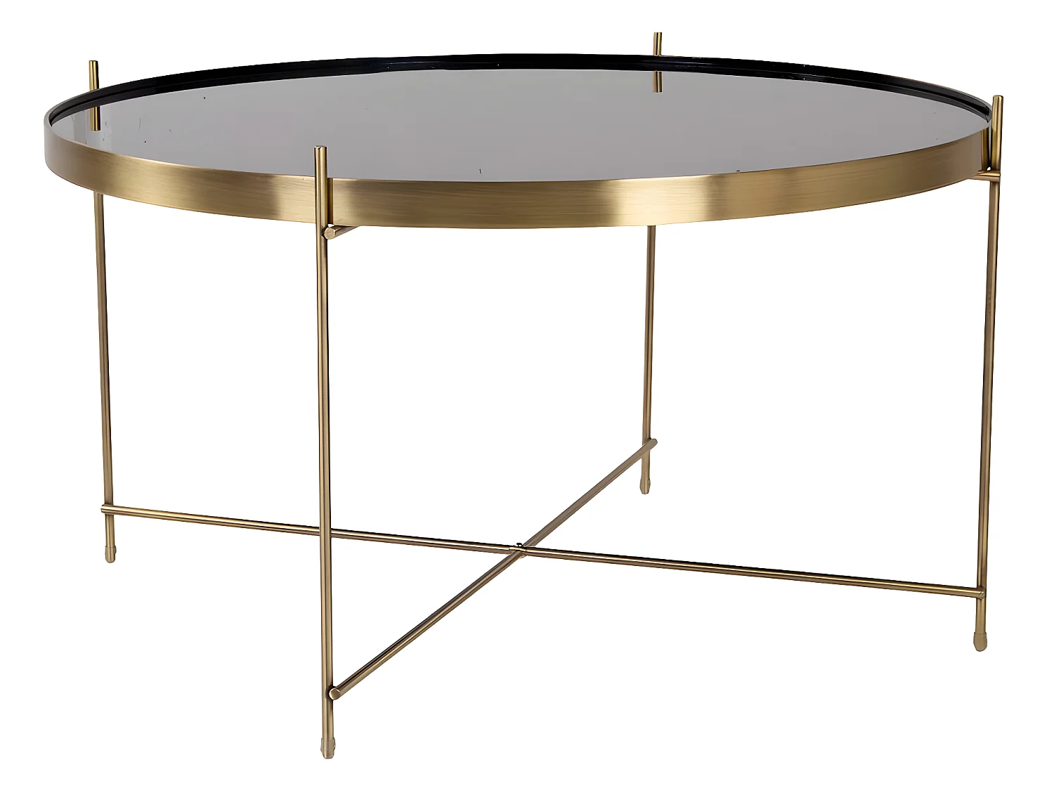 Veo Table basse 70x40 cm, acier couleur laiton, verre.