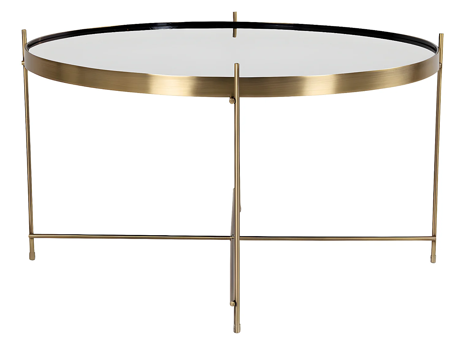 Veo Table basse 70x40 cm, acier couleur laiton, verre.