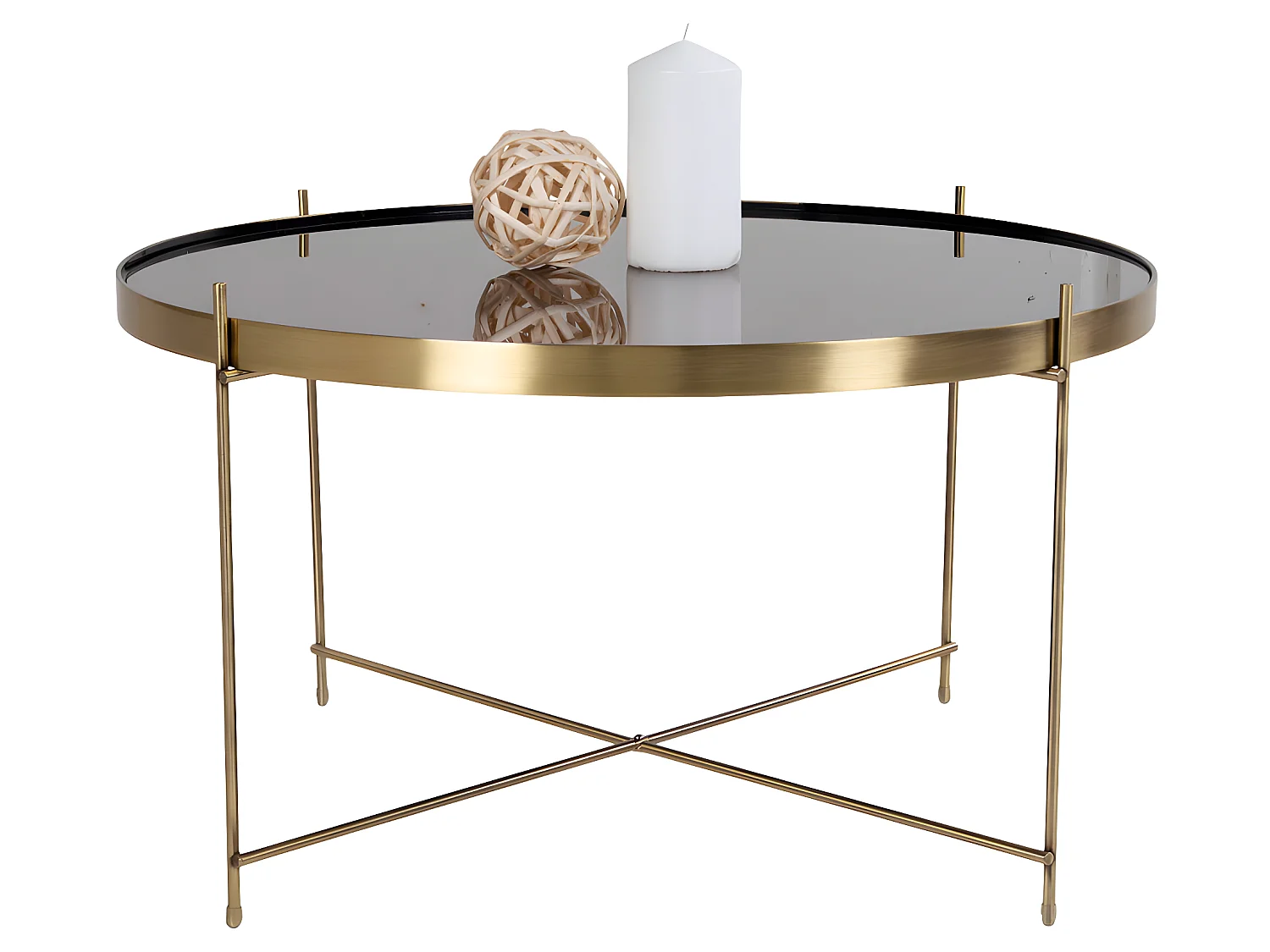 Veo Table basse 70x40 cm, acier couleur laiton, verre.