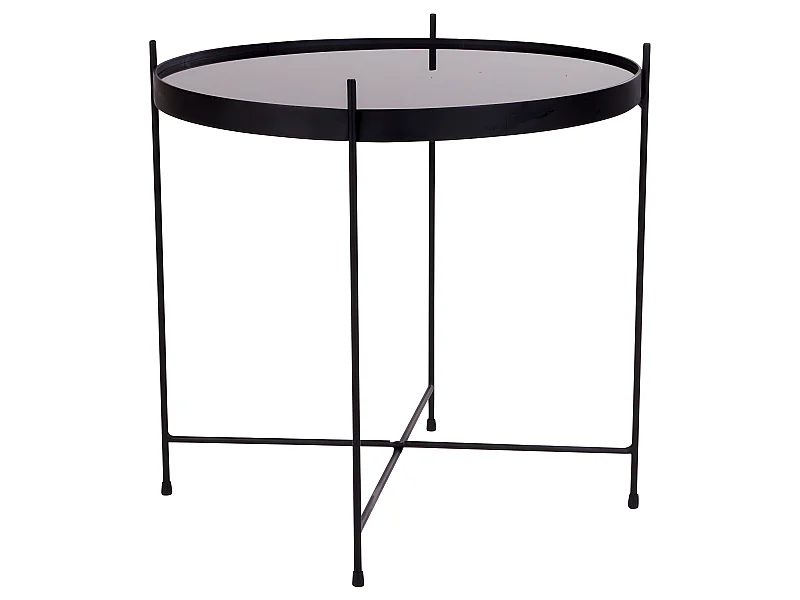 Verle Table basse en acier, noir, verre.