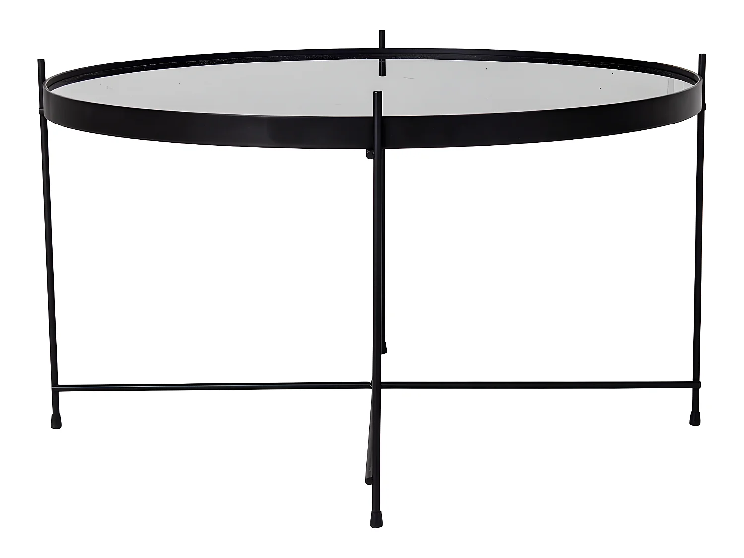Veo Table basse 70x40 cm, noir acier, verre.