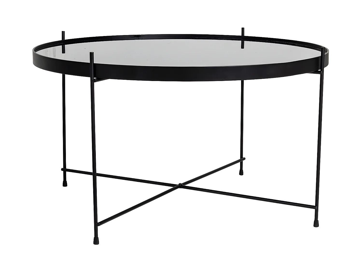 Veo Table basse 70x40 cm, noir acier, verre.