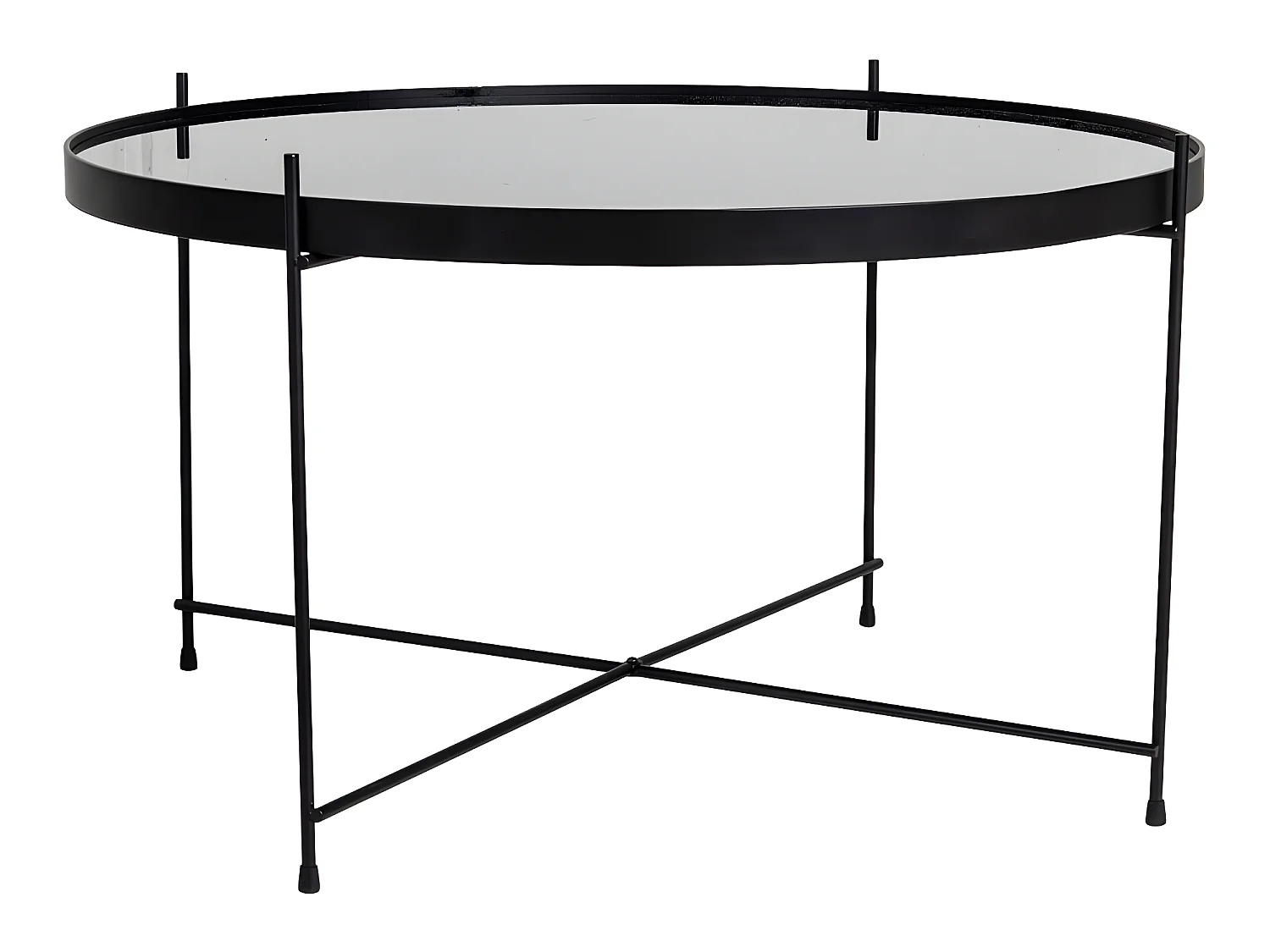 Veo Table basse 70x40 cm, noir acier, verre.