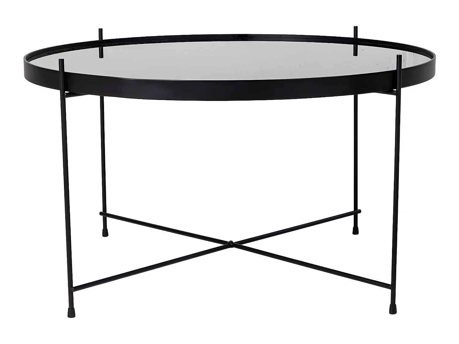 Veo Table basse 70x40 cm, noir acier, verre.