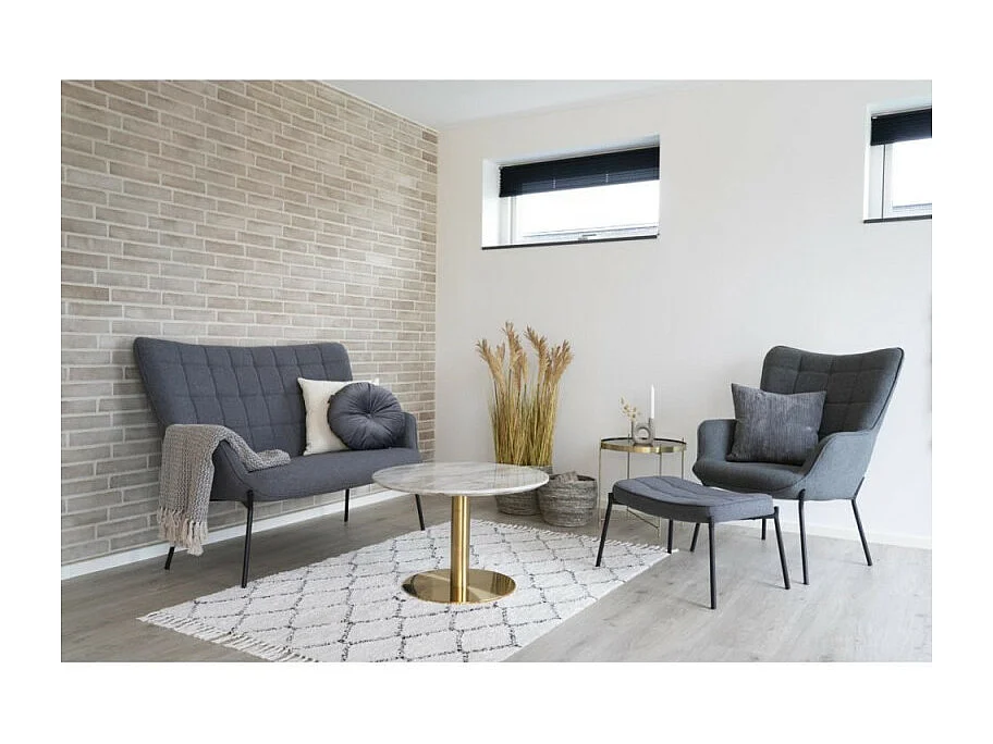 Apariencia de mármol de mesa de bar y aspecto de pie de latón Ø 70 x 45cm