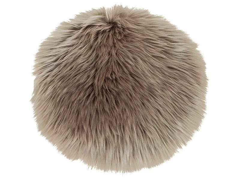 Laila Stuhlkissen, Lammfell imitiert Ø35 cm, mushroom farben.