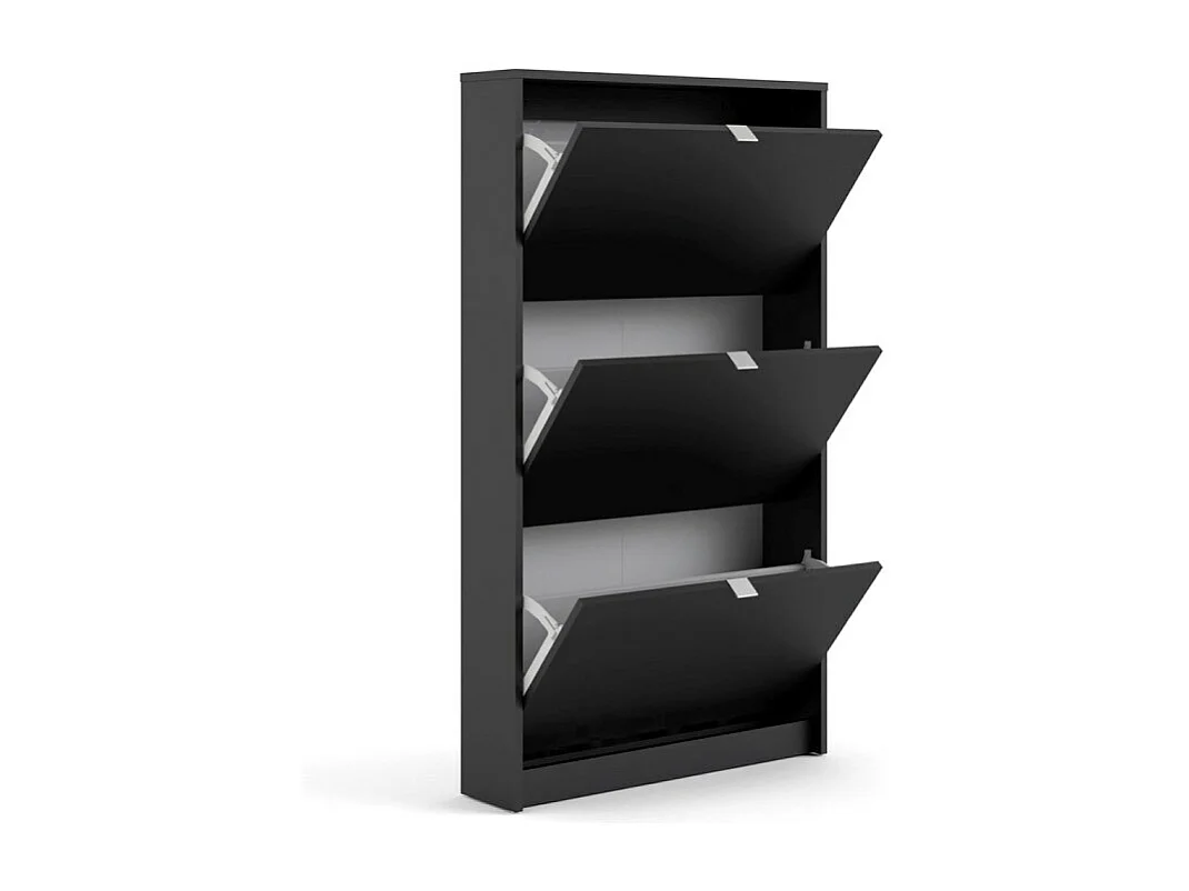 Shane Schuhschrank 3 Klapptüren 1R schwarz matt.