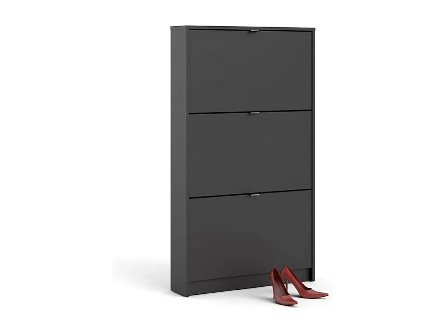 Shane Schuhschrank 3 Klapptüren 1R schwarz matt.