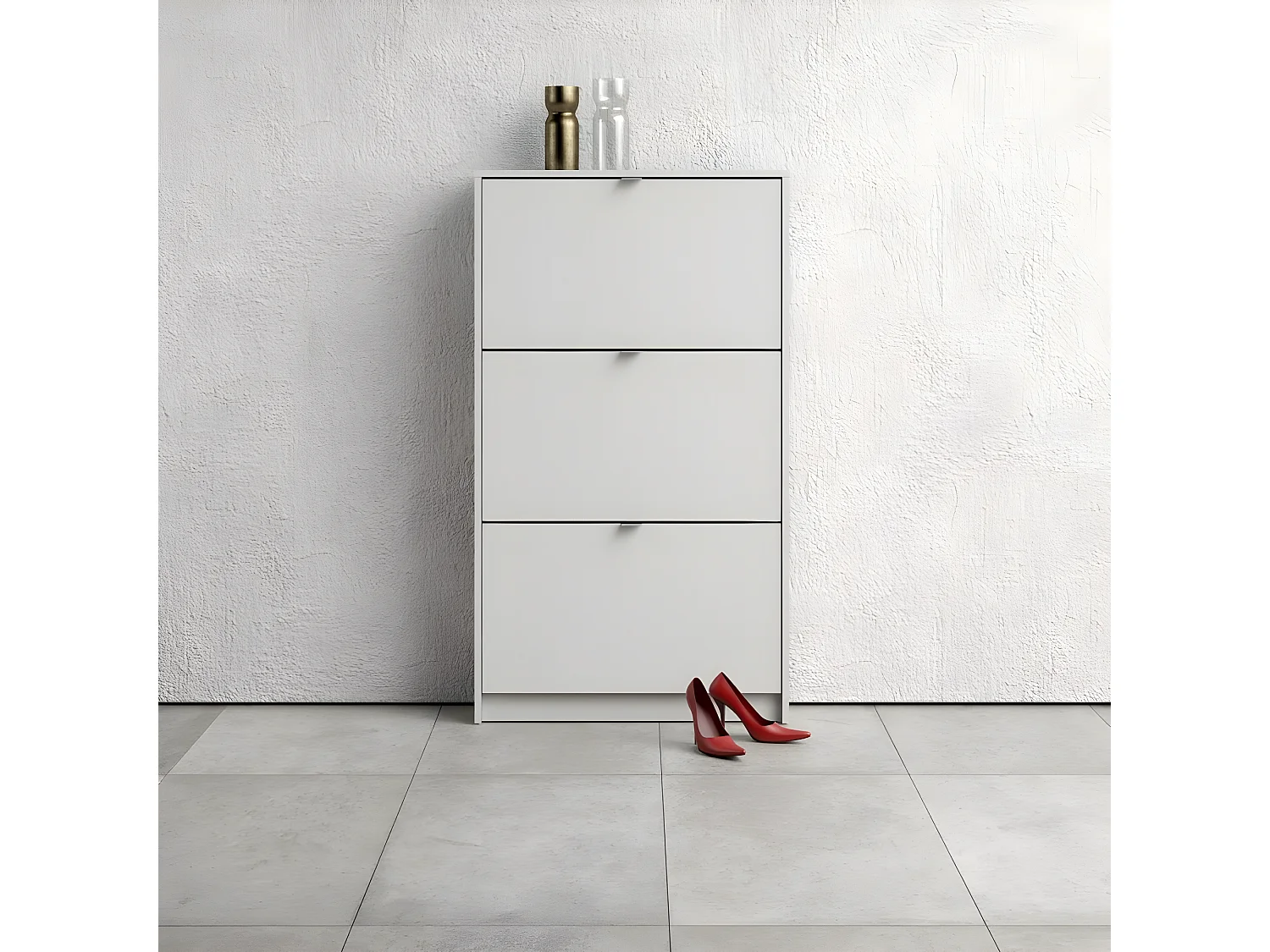 Shane schoenenkast 3 klapdeuren 1R wit.