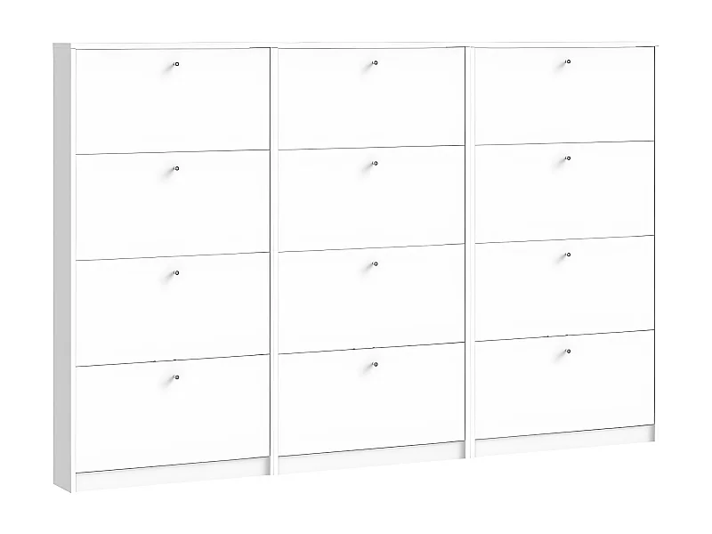 Set van 3 schoenenkasten wit mat Escape 225x148x17 cm.