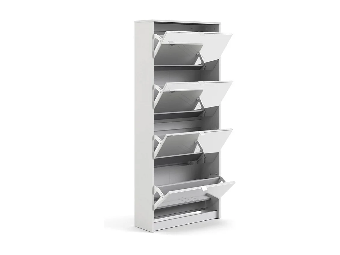 Shane Schuhschrank 4 Klapptüren mit Spiegel 2R weiss.
