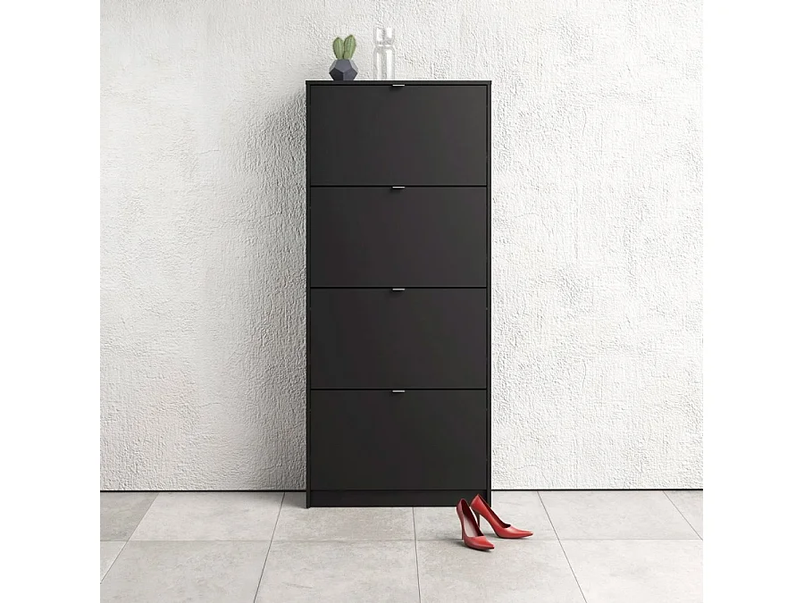Shane Schuhschrank 4 Klapptüren 2R schwarz matt.