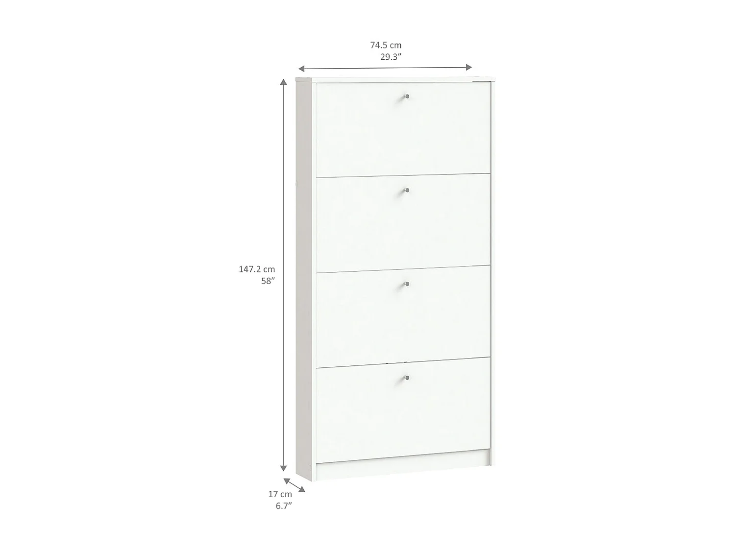 Schoenenkast wit mat 75x148x17 cm Escape.