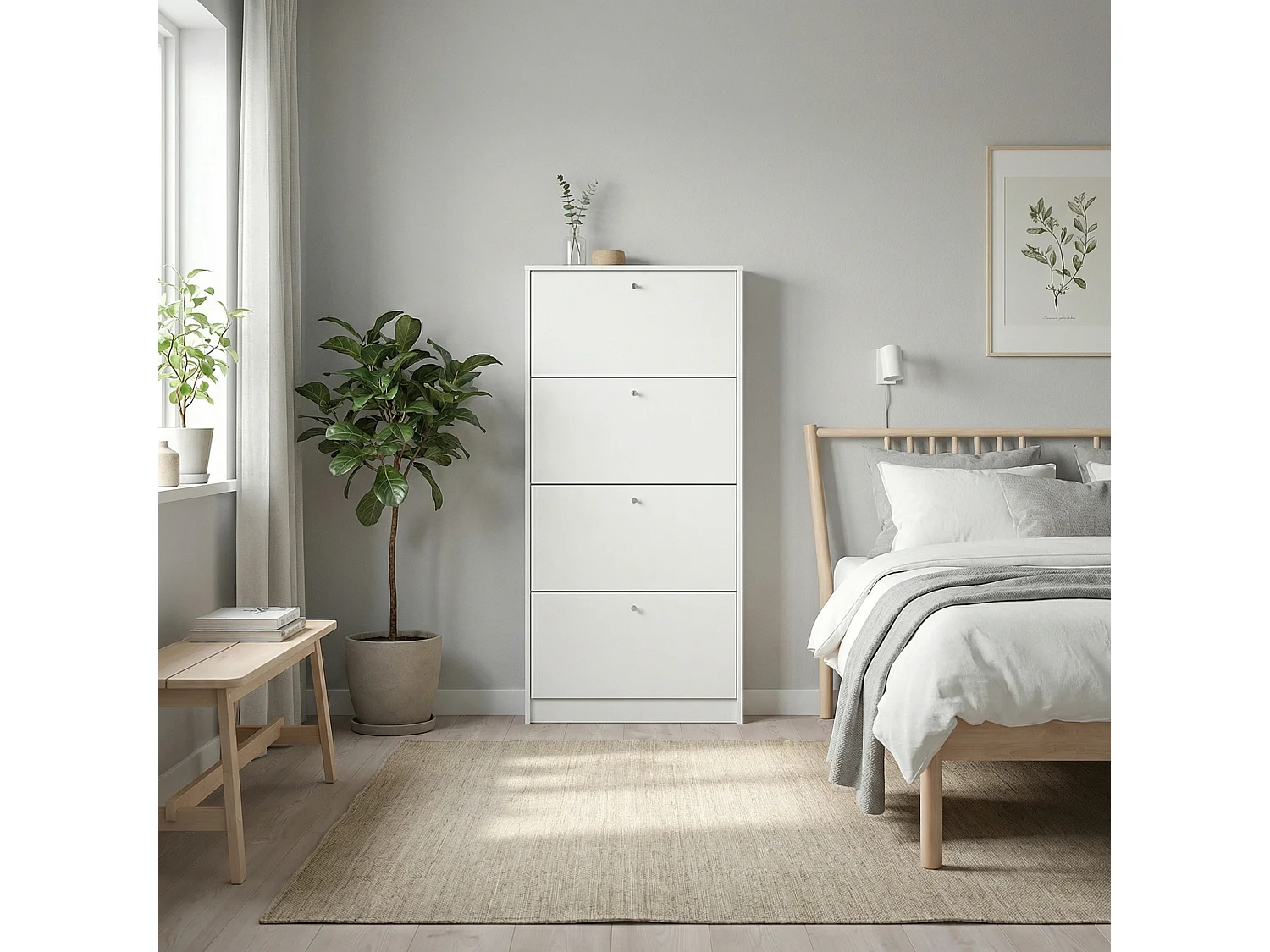 Schoenenkast wit mat 75x148x17 cm Escape.