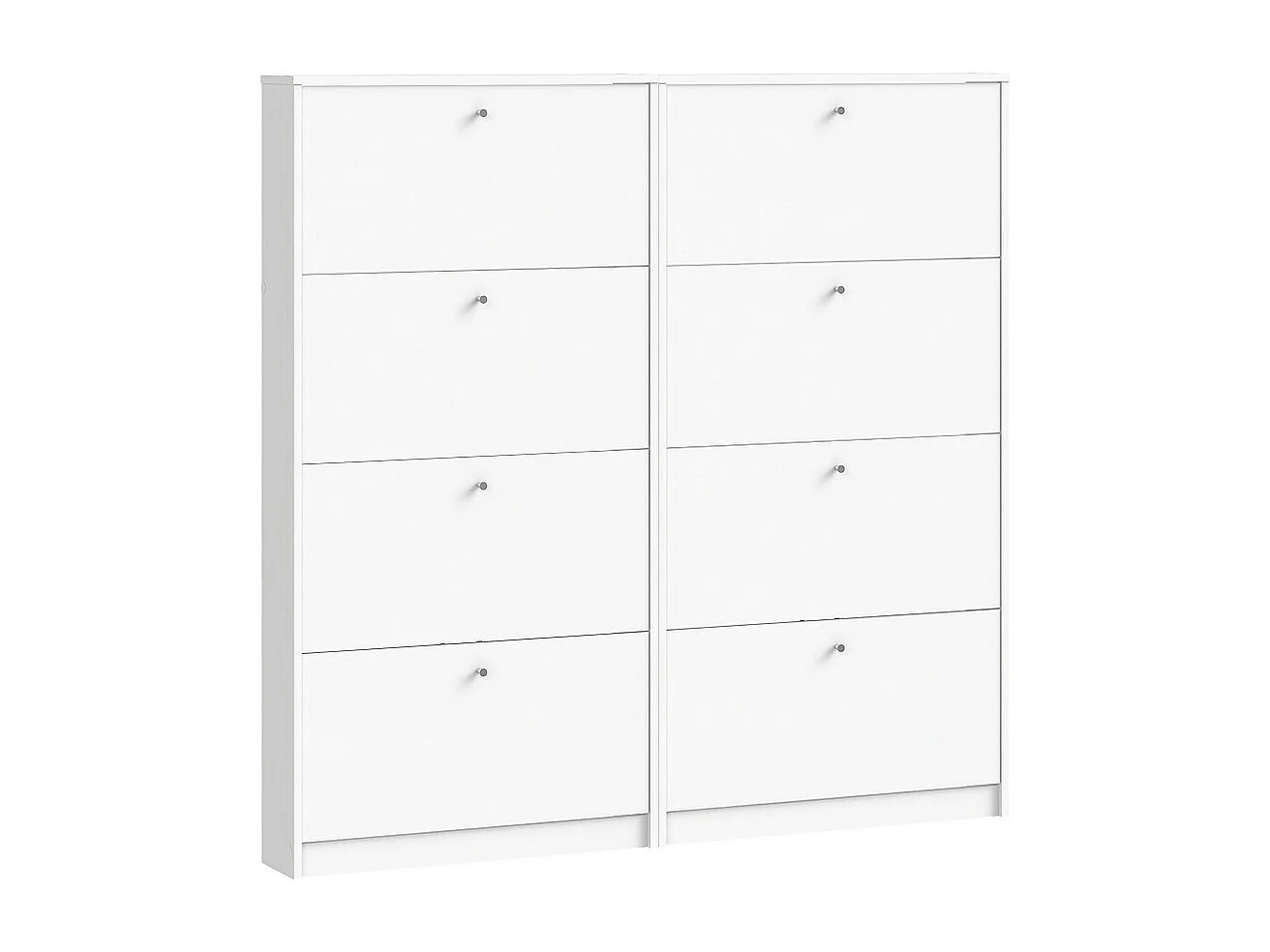 Escape Armoire à chaussures avec 8 abattants, largeur 150 cm, hauteur 148 cm, blanc.