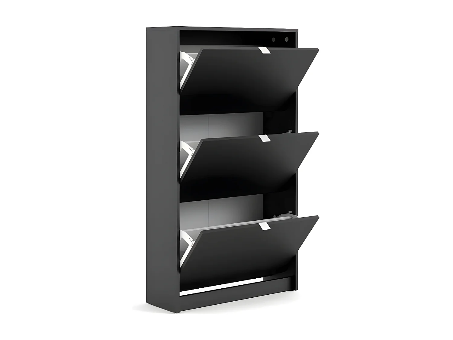 Zapatero Shane 3 puertas plegables 2R negro mate.