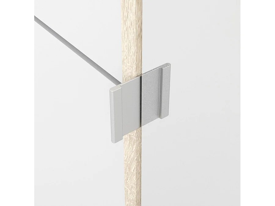 Shane Schuhschrank 4 Klapptüren 2R, 1 Spiegeltür eiche Struktur Dekor, hochglanz weiss.