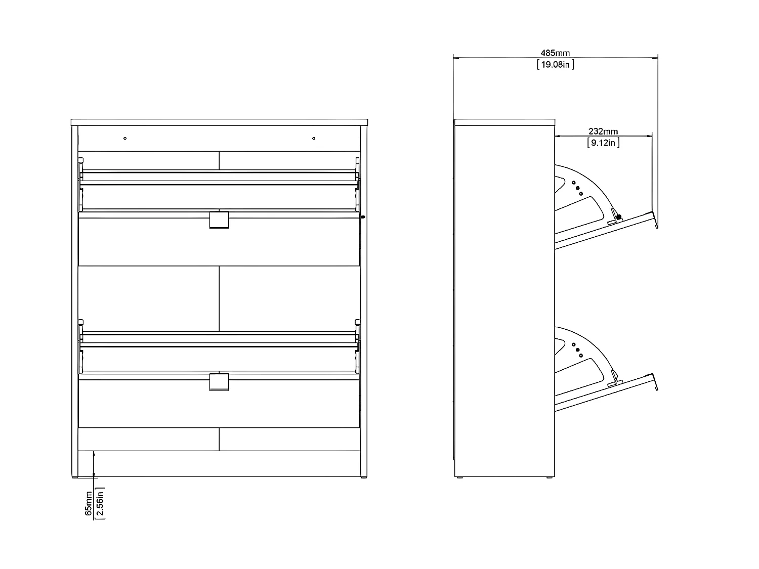 Shane Armoire à chaussures, 2 portes, pliantes 2R, gris mat.