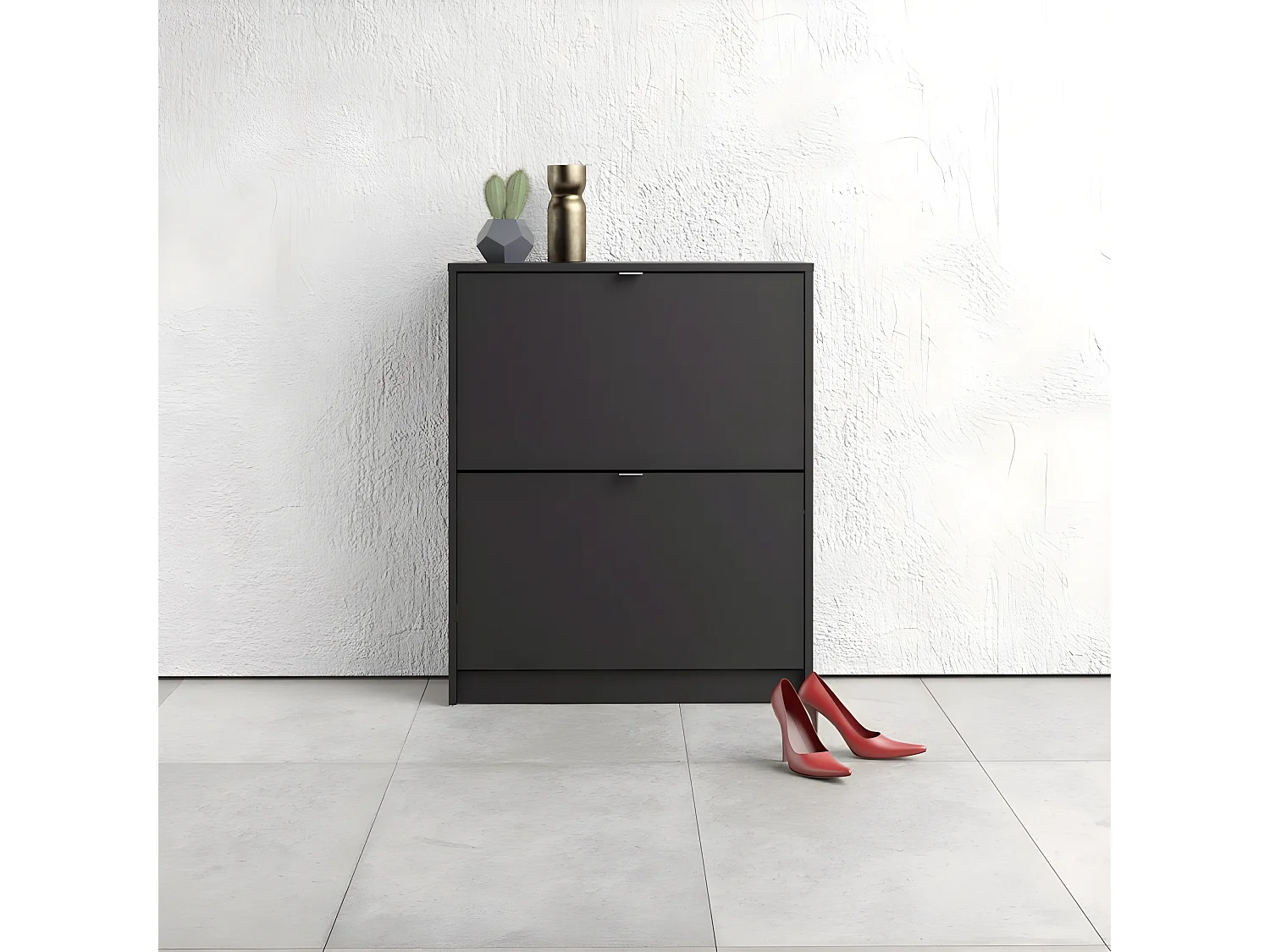 Shane Schuhschrank 2 Klapptüren 2R schwarz matt.