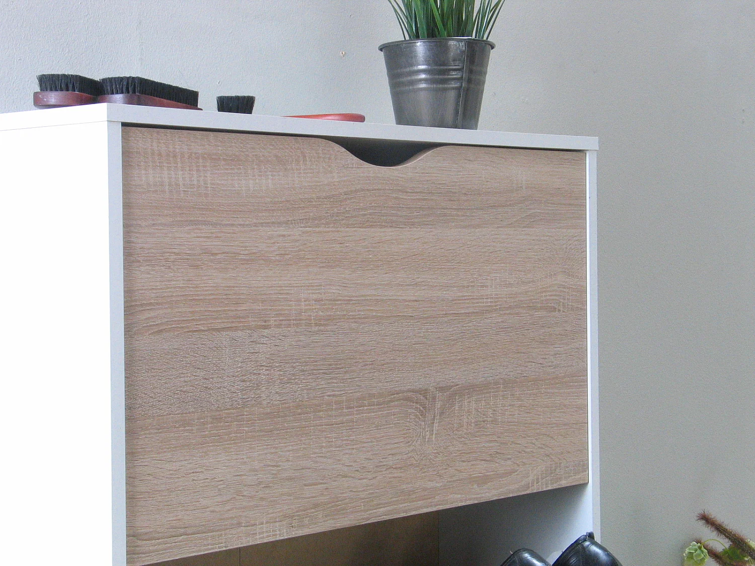 Schoenenkasten Napoli (set van twee) met 3 lades wit eiken.