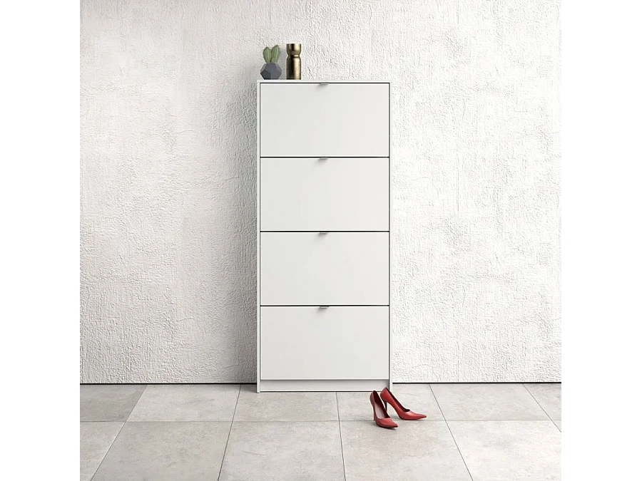 Shane Armoire à chaussures, 4 casiers, 1R, blanc.
