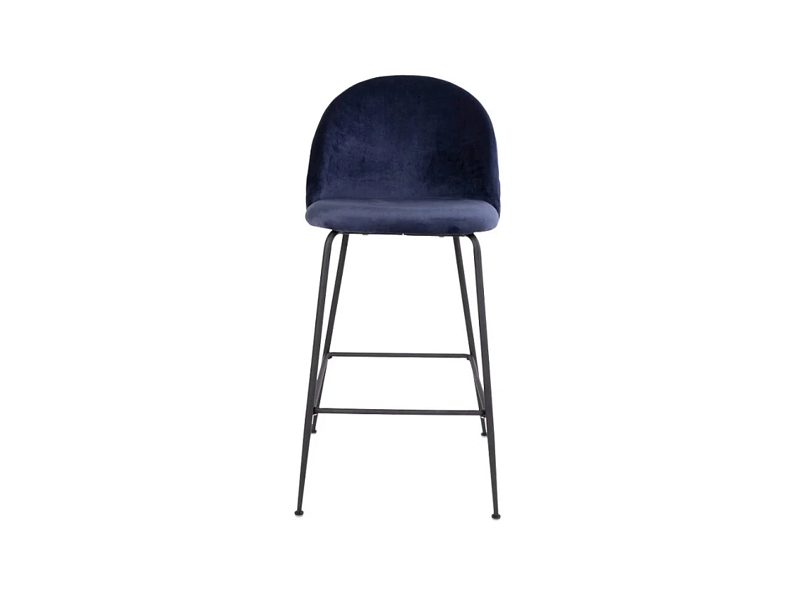 Tabouret En Velours Bleu Avec Pieds Noirs Lausanne