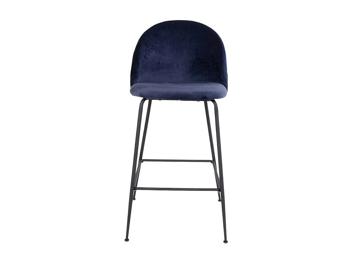 Tabouret En Velours Bleu Avec Pieds Noirs Lausanne