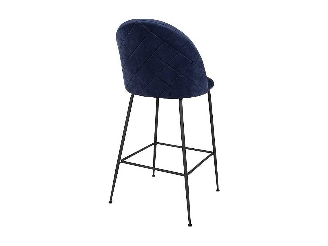 Tabouret En Velours Bleu Avec Pieds Noirs Lausanne