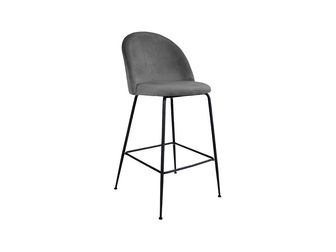 Tabouret De Bar Velours Et Métal Noir LAUSANNE