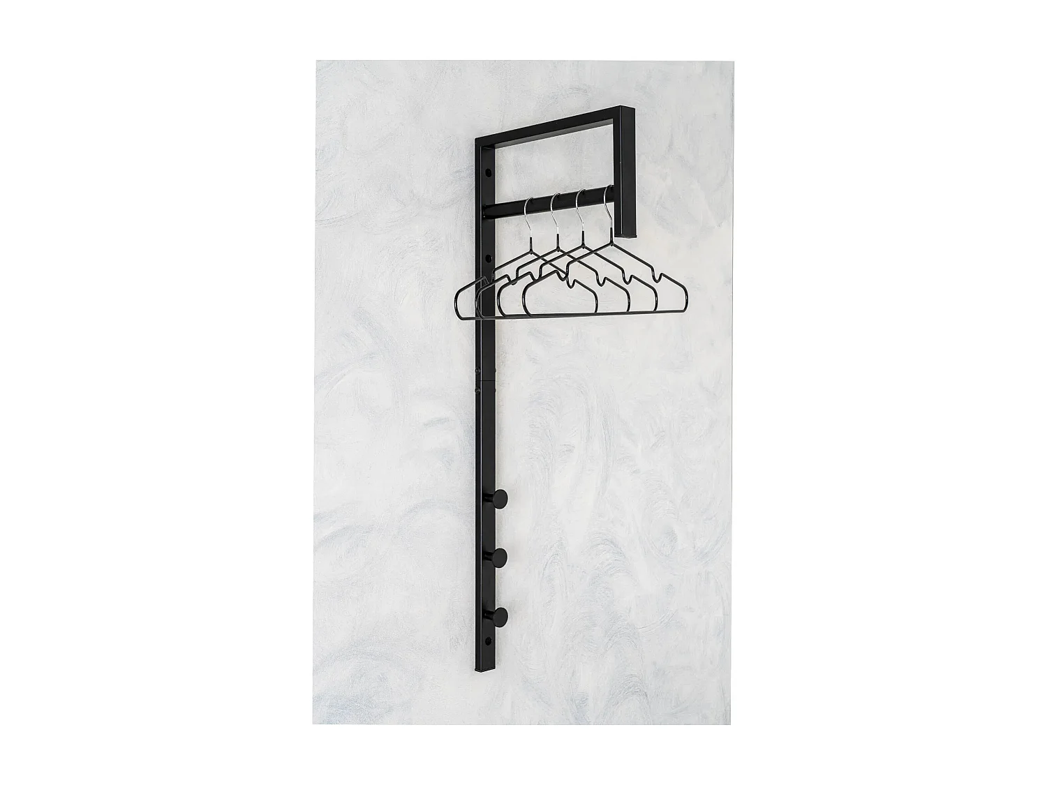 Porte-manteau TRENTO – Bambou naturel ou métal noir-blanc-Noir