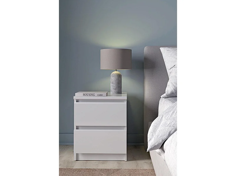 Nada Nachttisch 2 Schubladen weiss hochglanz.