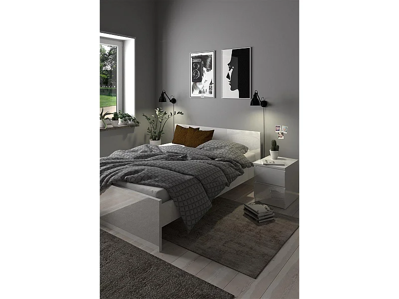 Nada Nachttisch 2 Schubladen weiss hochglanz.