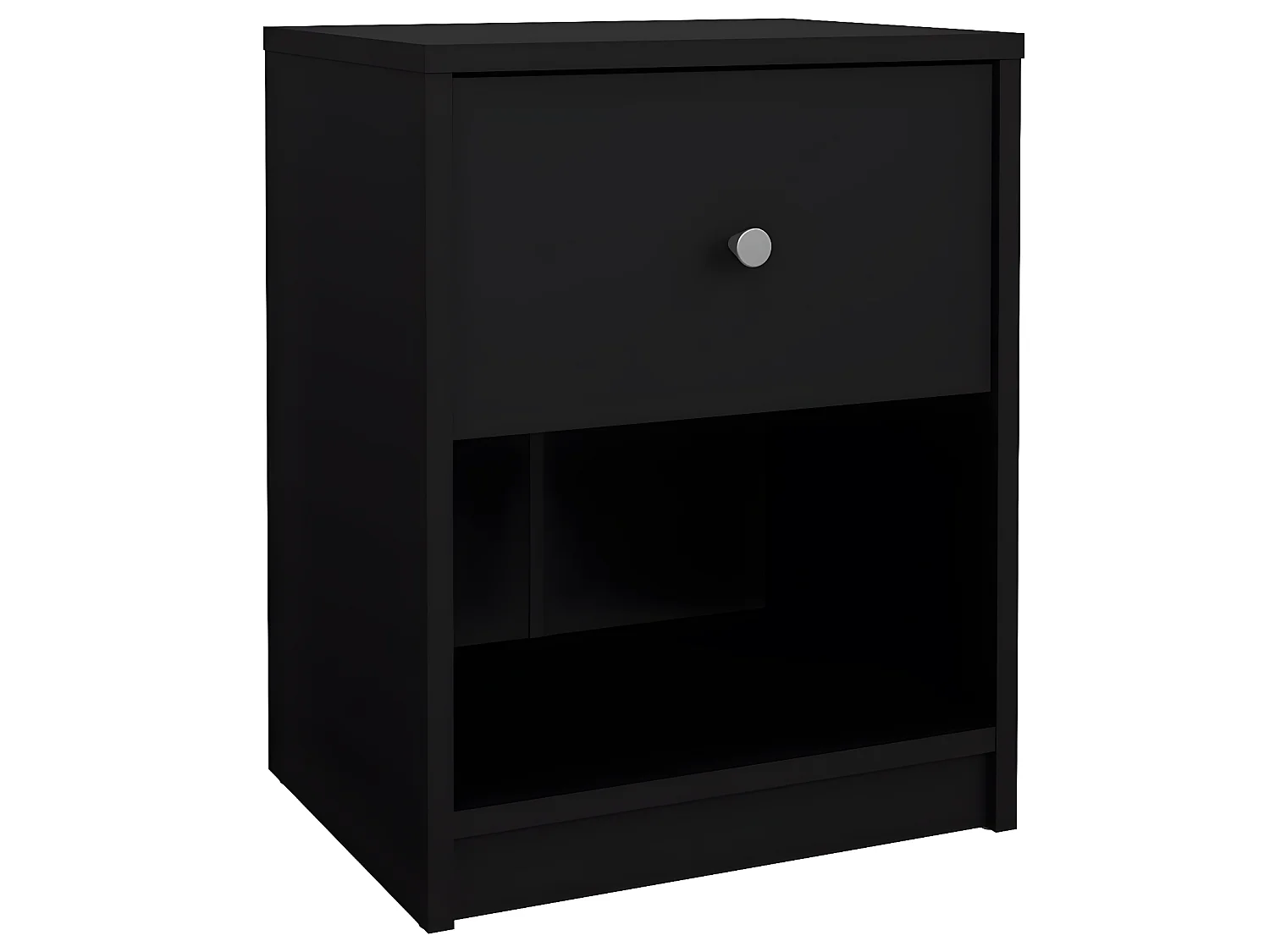 Maria Table de chevet à 1 tiroir et 1 espace ouvert, noir.