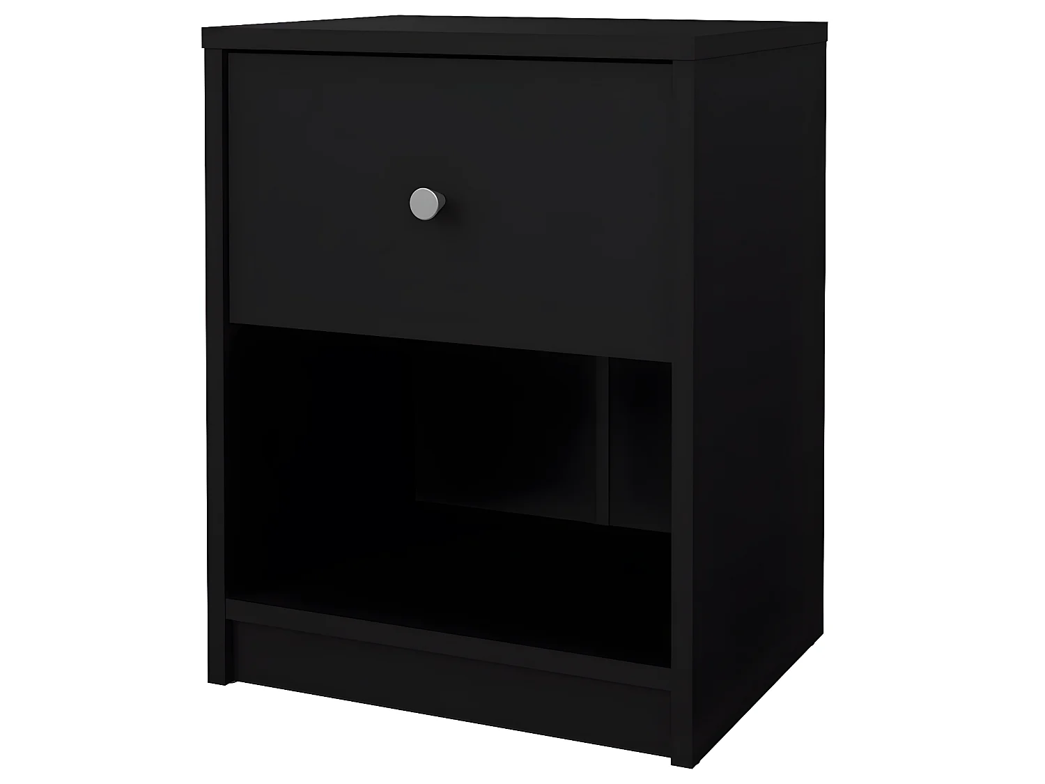 Maria Table de chevet à 1 tiroir et 1 espace ouvert, noir.