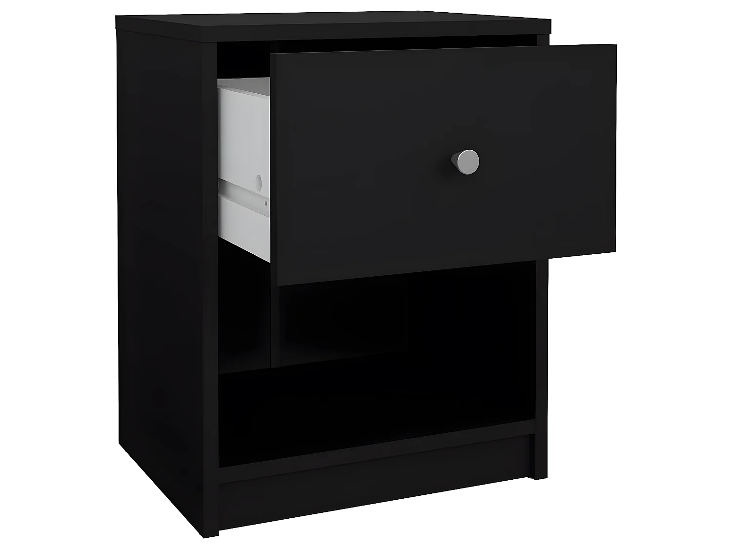 Maria Nachttisch 1 Schublade und 1 Raum schwarz.