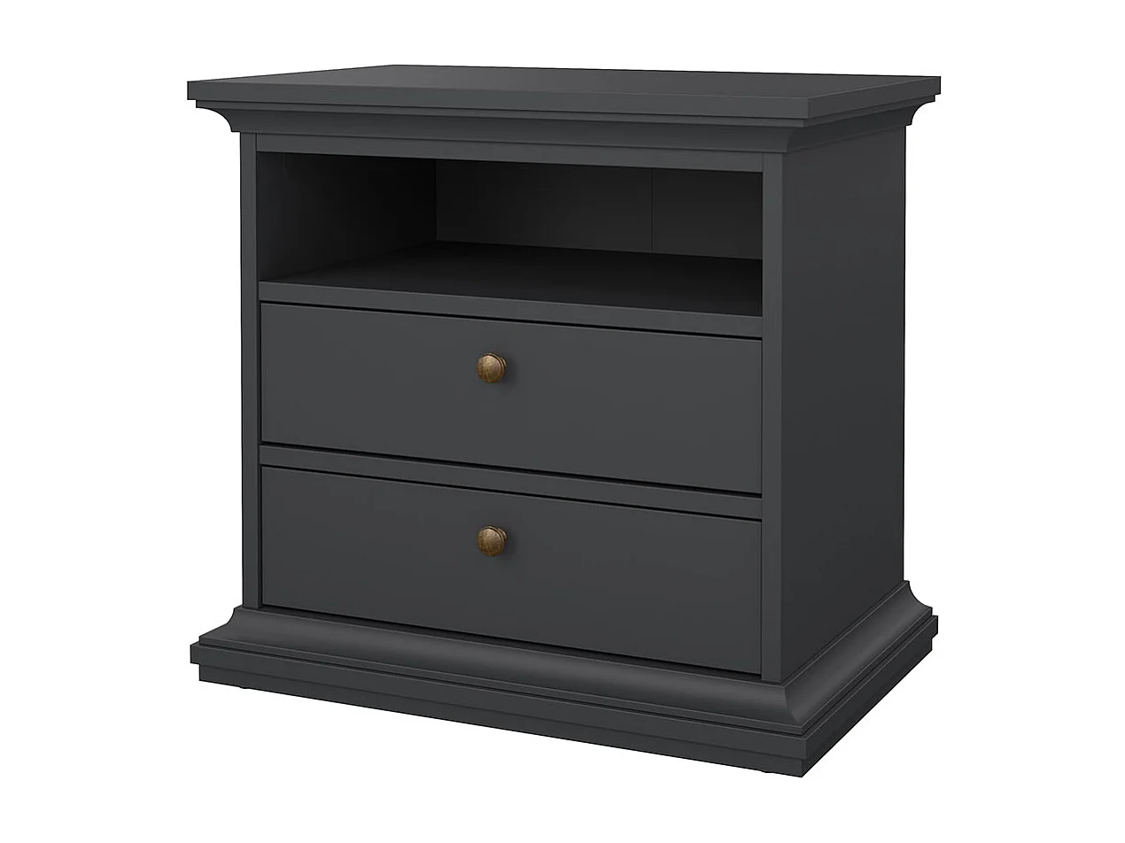 Venedig Nachttisch breite 2 Schubladen und 1 Raum matt grau.