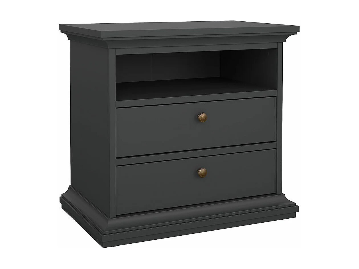 Venedig Nachttisch breite 2 Schubladen und 1 Raum matt grau.